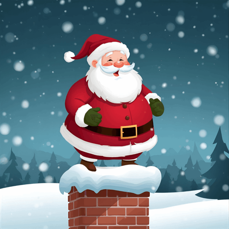 Weihnachtsgeschichte Weihnachtsmann auf dem Kamin