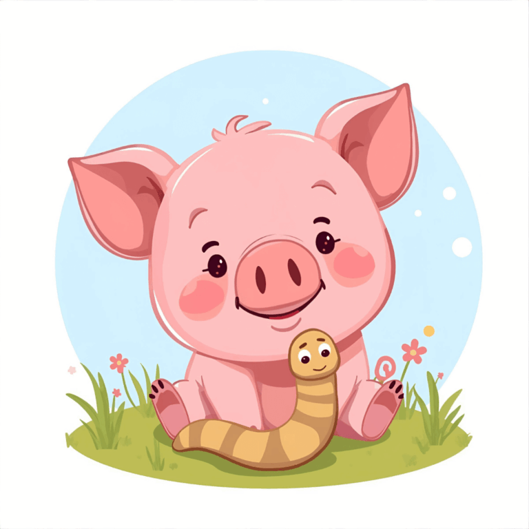 Lustige Kindergeschichte Schweinchen und Wurm