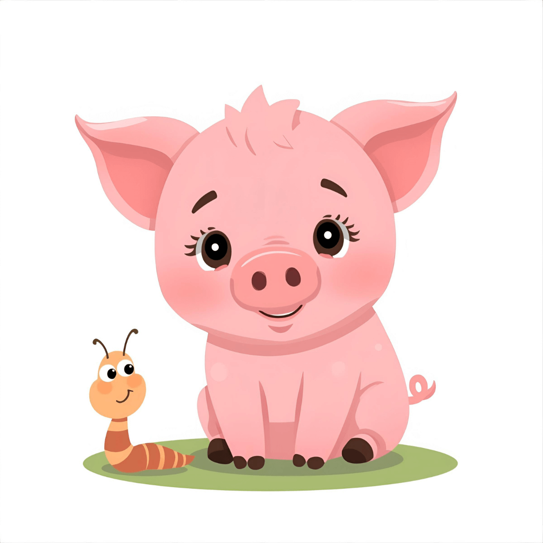 Lustige Kindergeschichte Schweinchen und Wurm