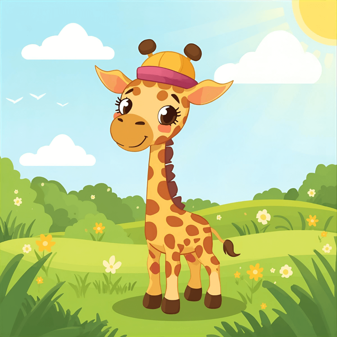 Lustige Kindergeschichte Giraffe mit Hut