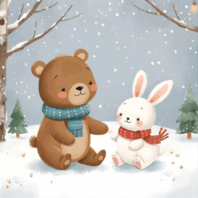 Kindergeschichte Hase und Bär im Winter