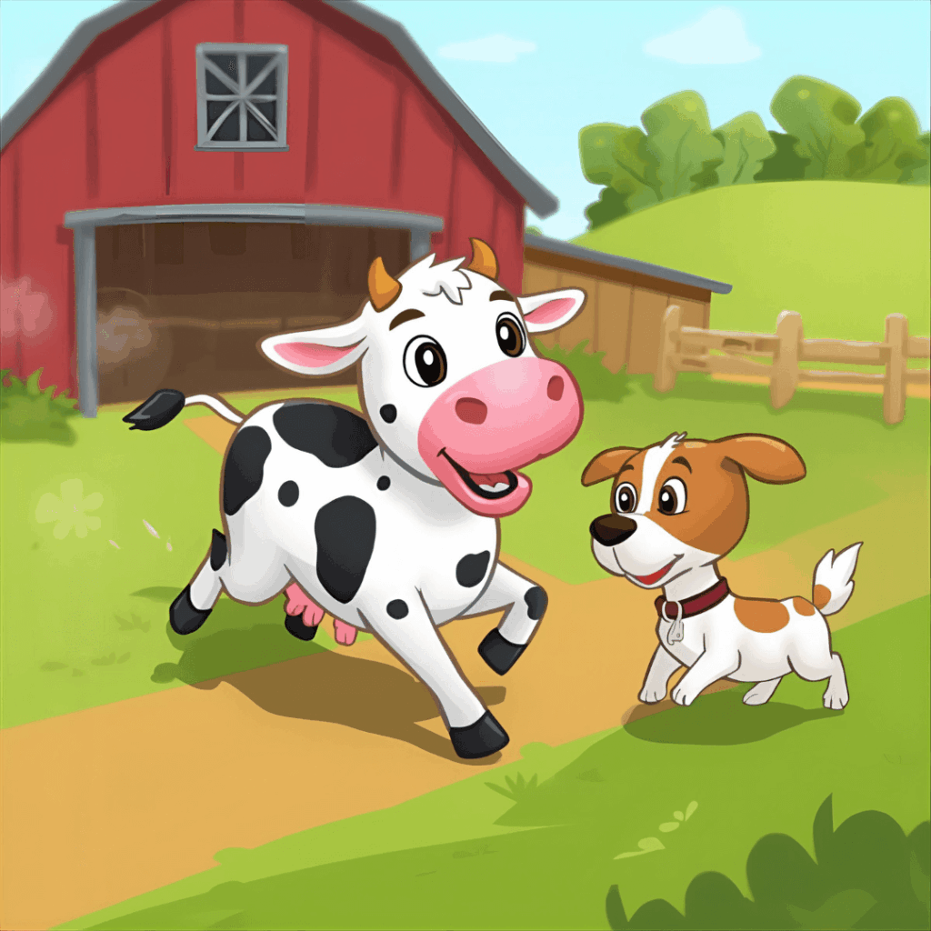 Lustige Kindergeschichte Kuh und Hund