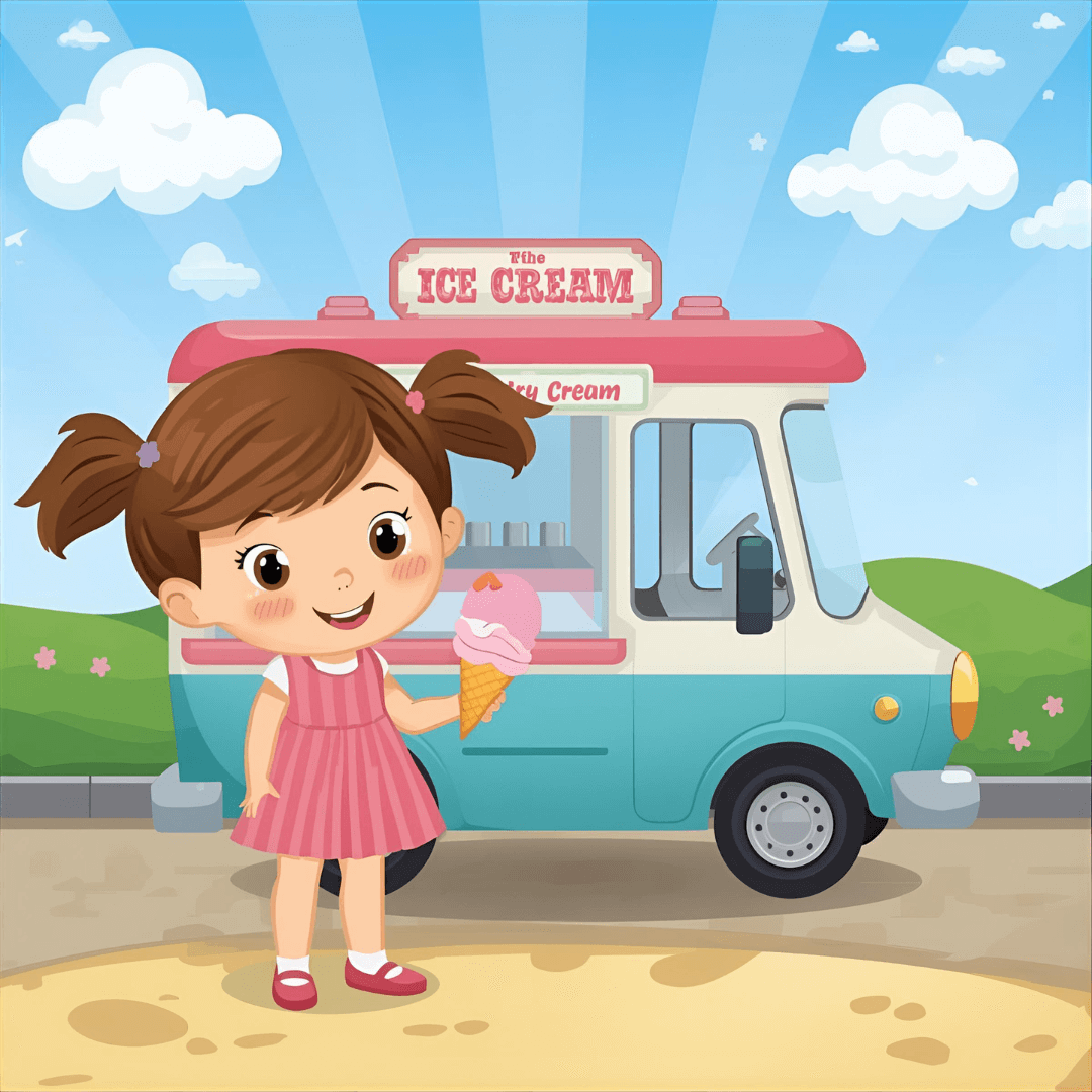 Lustige Kindergeschichte Lisa und pinkes Eis