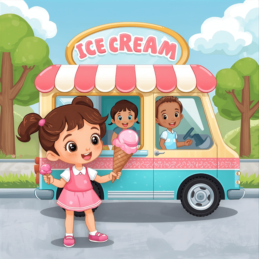 Lustige Kindergeschichte Lisa und pinkes Eis