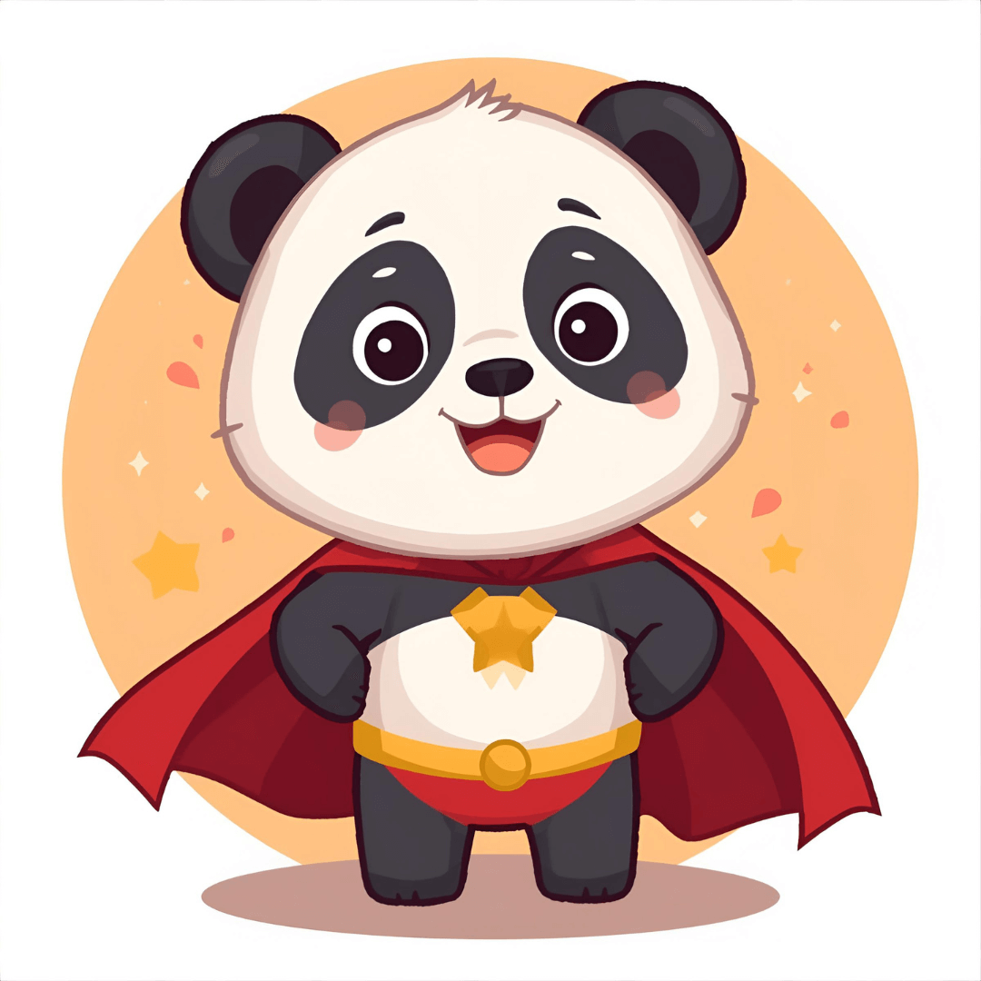 Lustige Kindergeschichte Panda als Superheld
