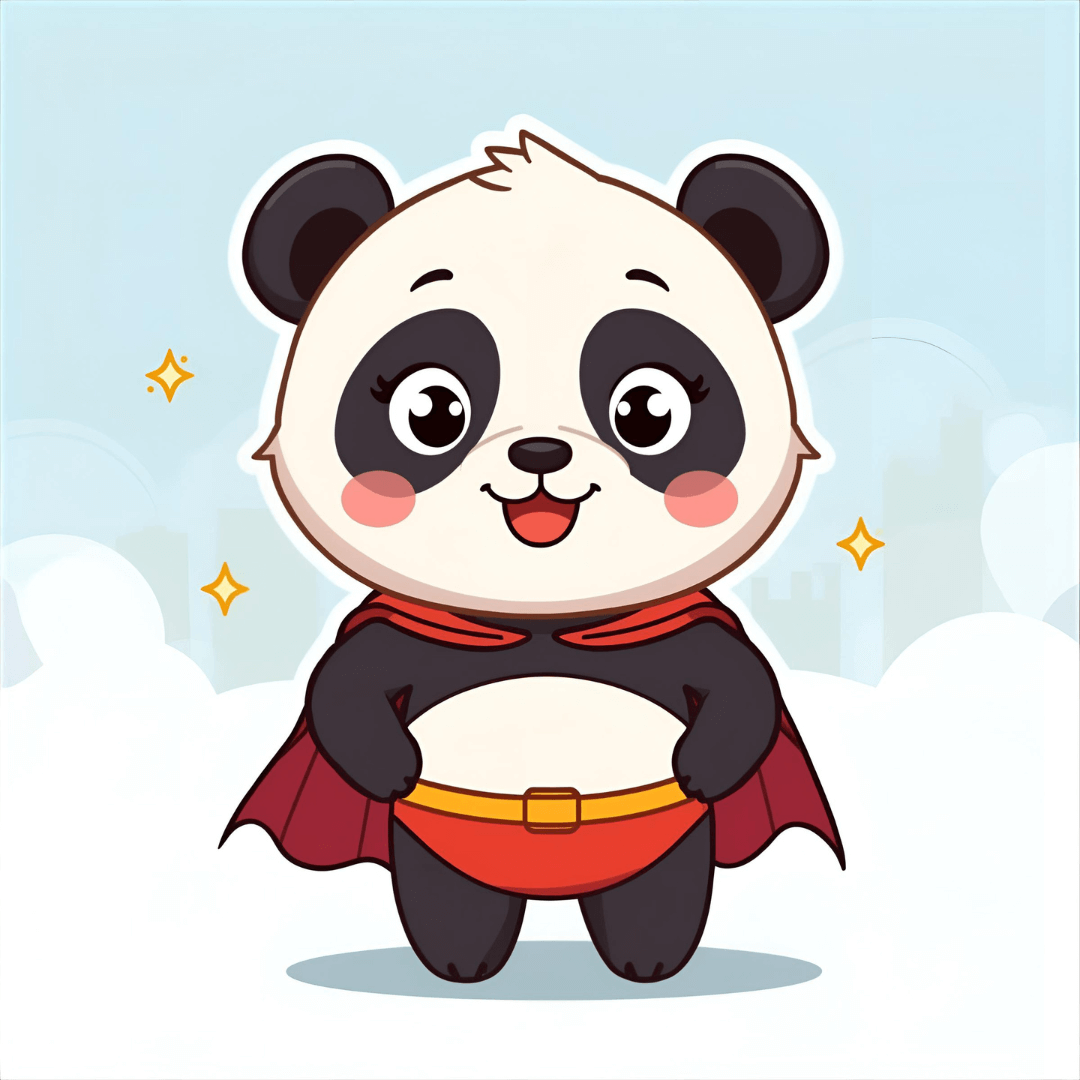 Lustige Kindergeschichte Panda als Superheld