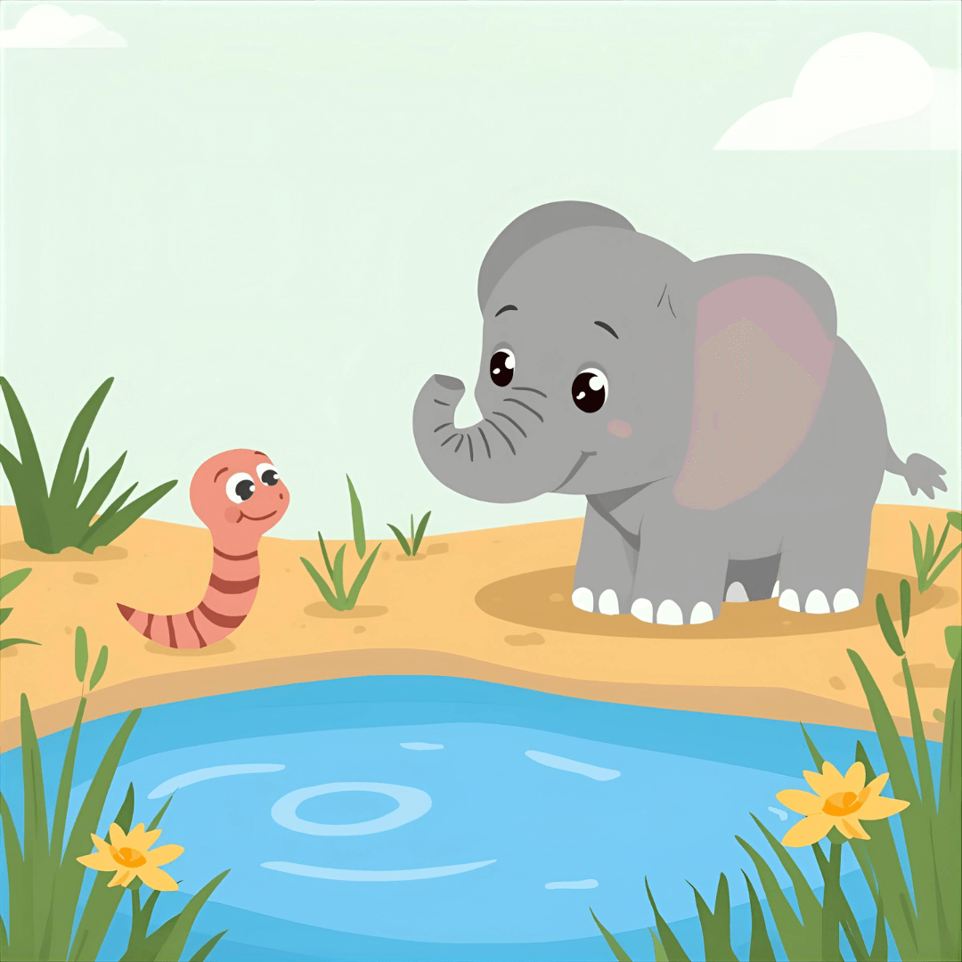 Lustige Kindergeschichte Wurm und Elefant
