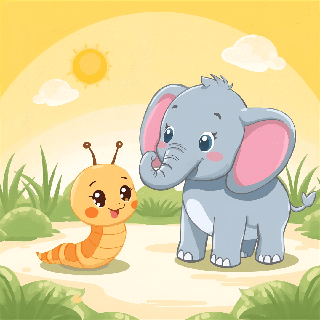Lustige Kindergeschichte Wurm und Elefant