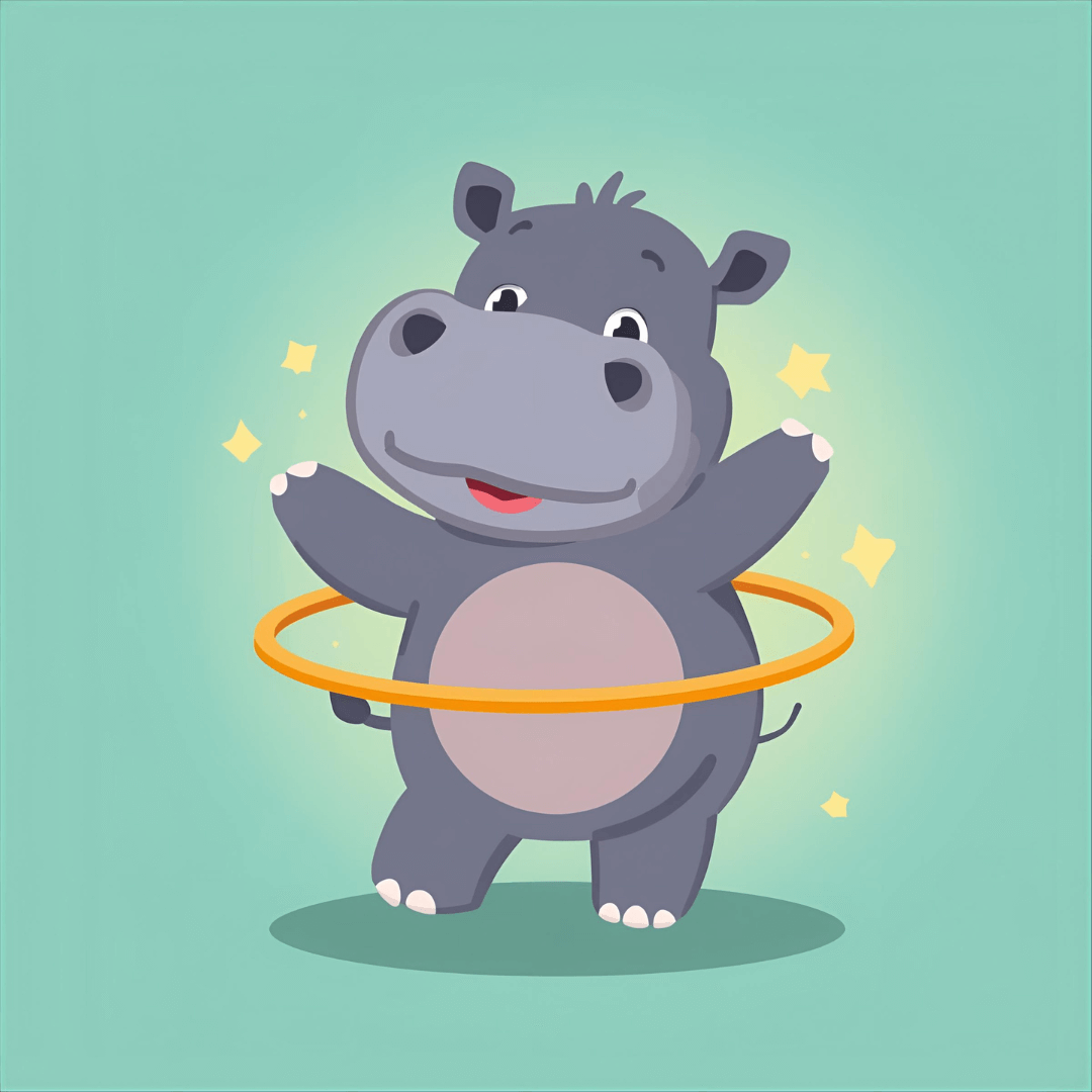 Lustige Kindergeschichte Nilpferd und Hula Hoop Reif