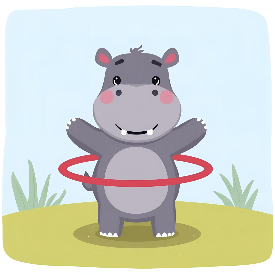 Lustige Kindergeschichte Nilpferd und Hula Hoop Reif