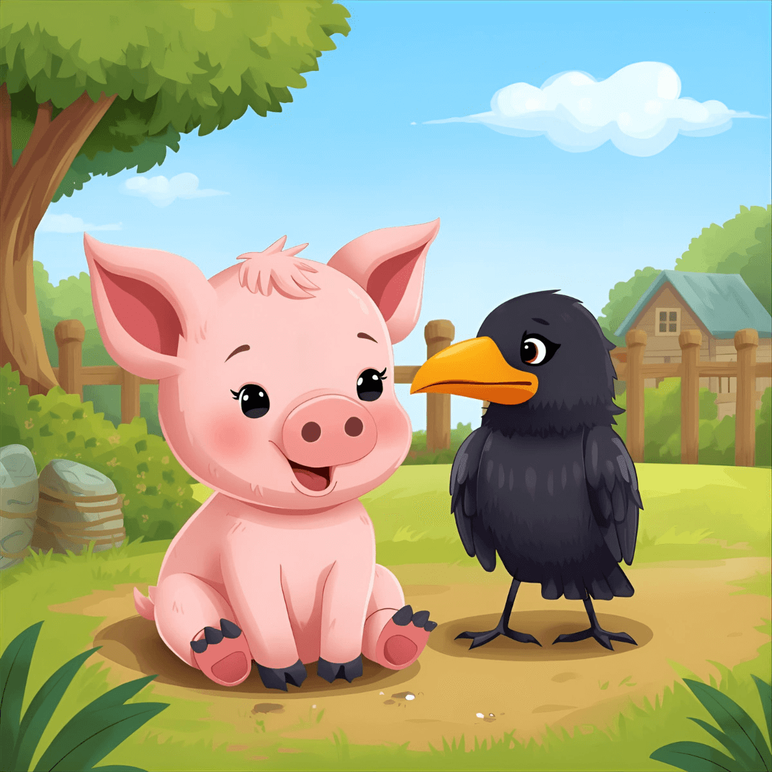 Lustige Kindergeschichte Schweinchen und Rabe