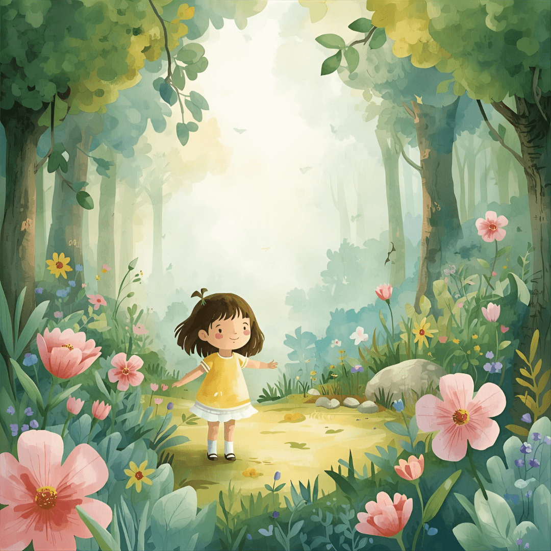 Lustige Kindergeschichte Mädchen im Zauberwald