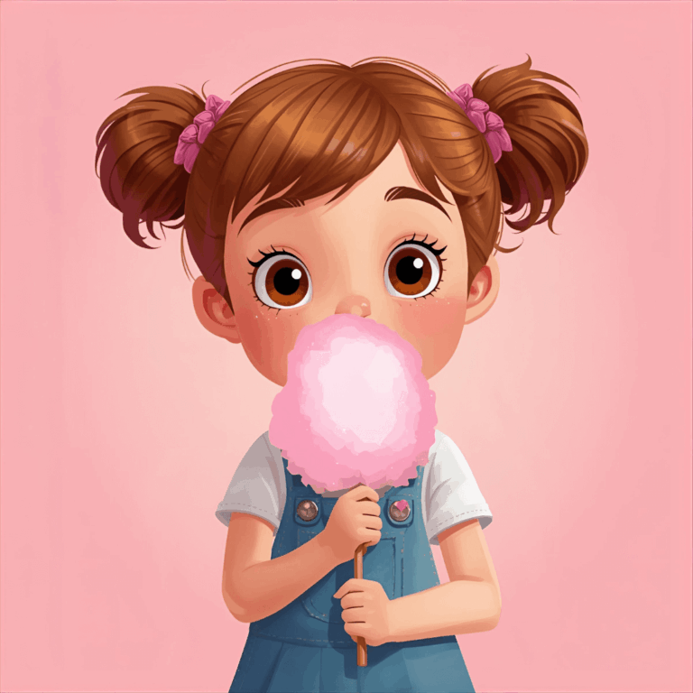 Lustige Kindergeschichte Mädchen und Zuckerwatte
