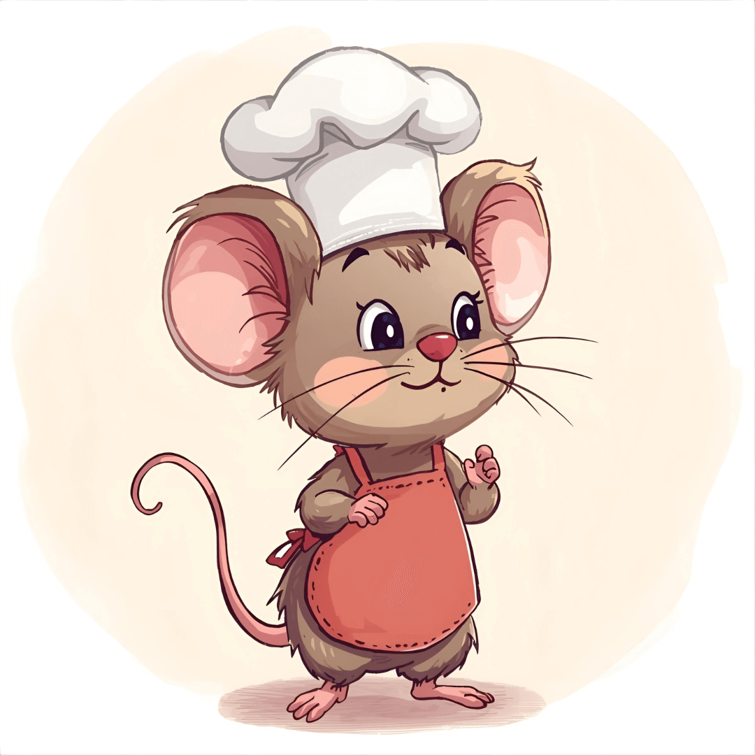 Lustige Kindergeschichte Maus mit Kochschürze