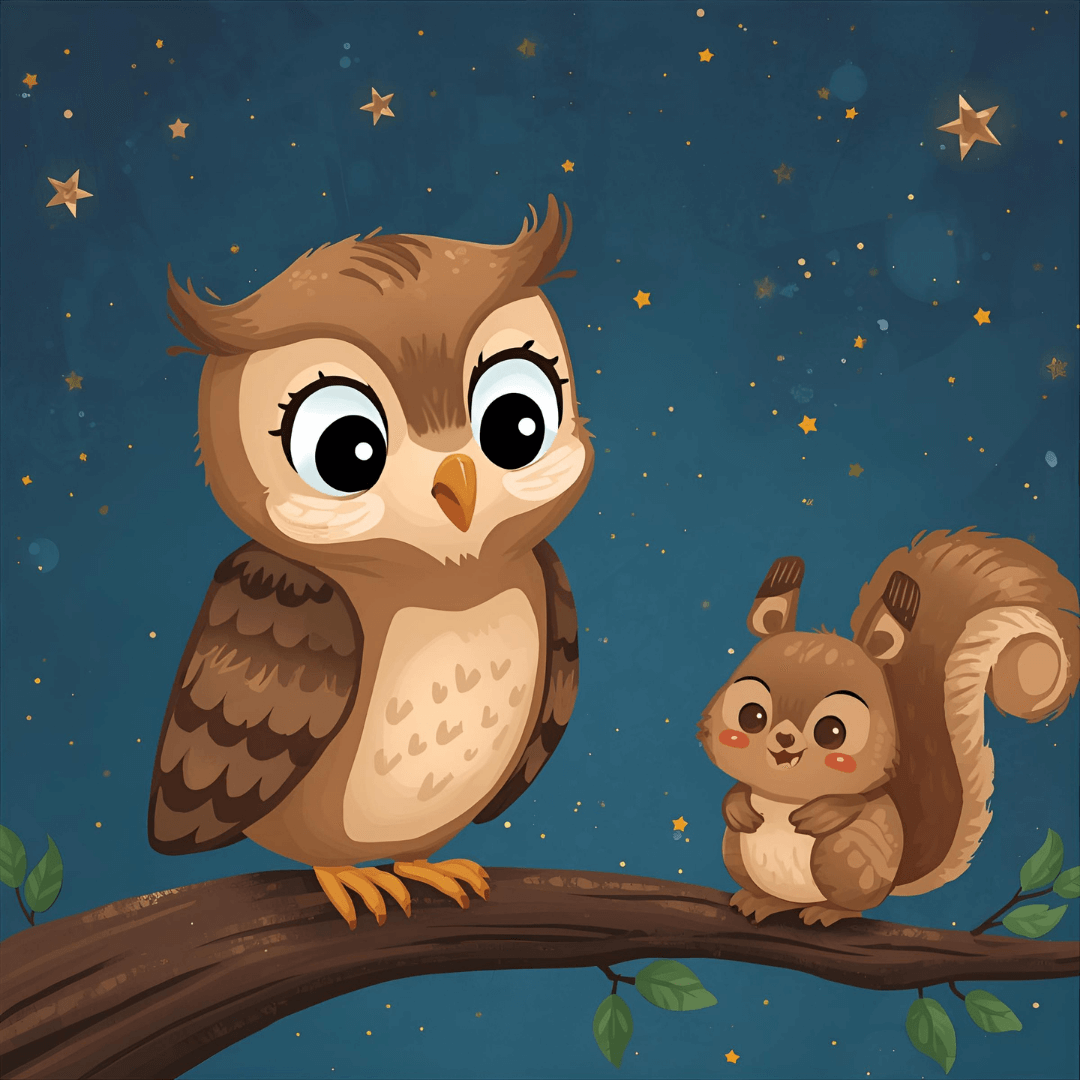 Gute Nacht Geschichte Eule und Eichhörnchen