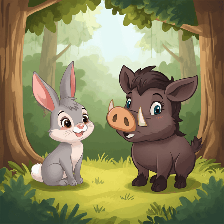 Kindergeschichte Schule Hase und Wildschwein