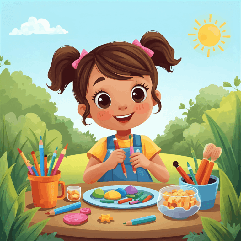 Kindergeschichte Schule Mädchen bastelt
