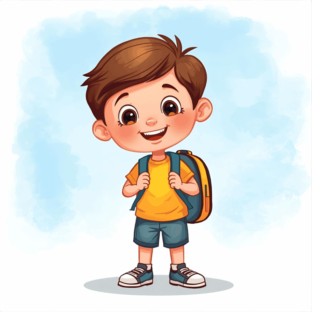 Schulgeschichte Junge mit Schulranzen