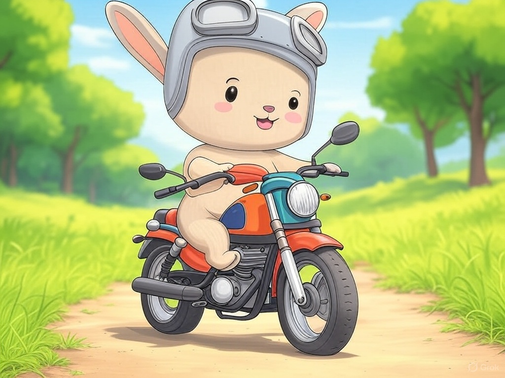 Kindergeschichte Hase auf einem Motorrad