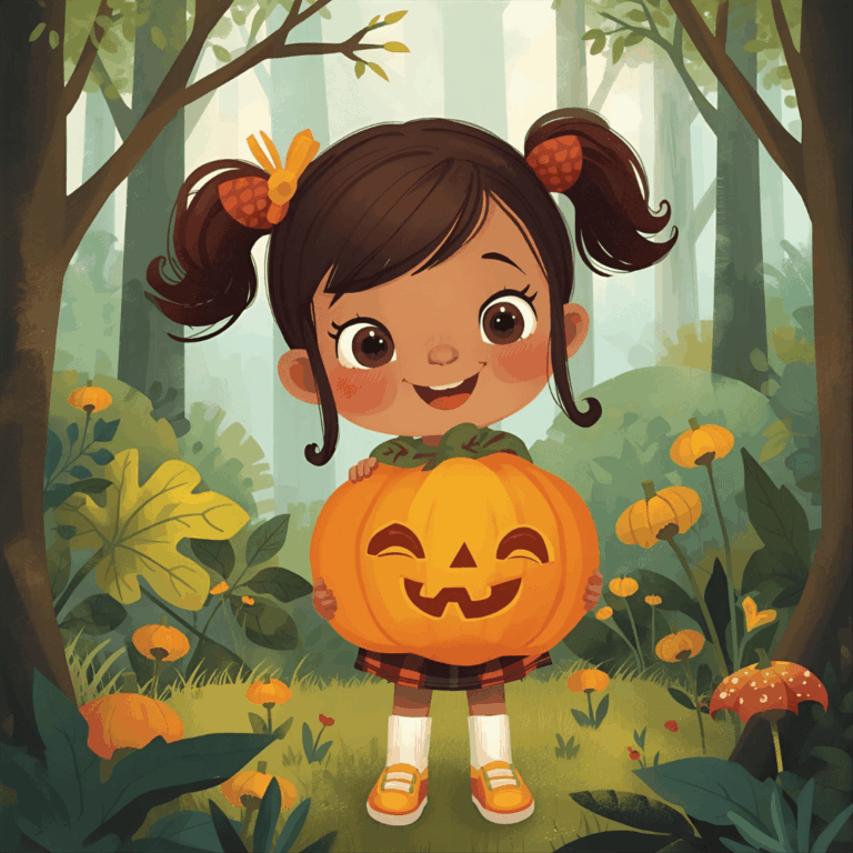 Kindergeschichte Halloween Mädchen mit Kürbis