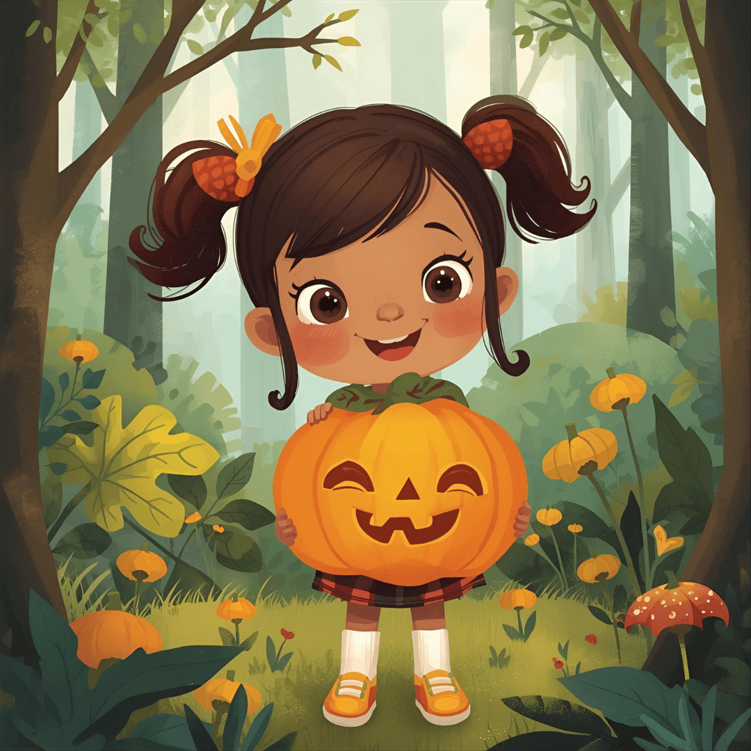Kindergeschichte Halloween Mädchen mit Kürbis