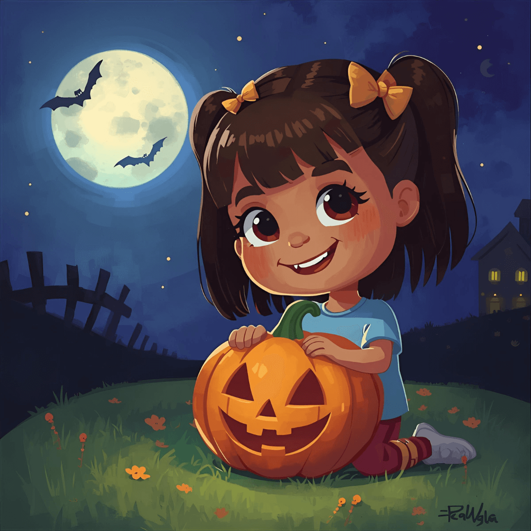 Kindergeschichte Halloween Mädchen mit Kürbis
