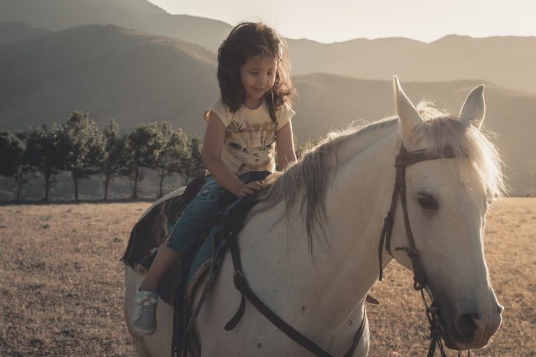 Kindergeschichte Bauernhof Kind auf Pony