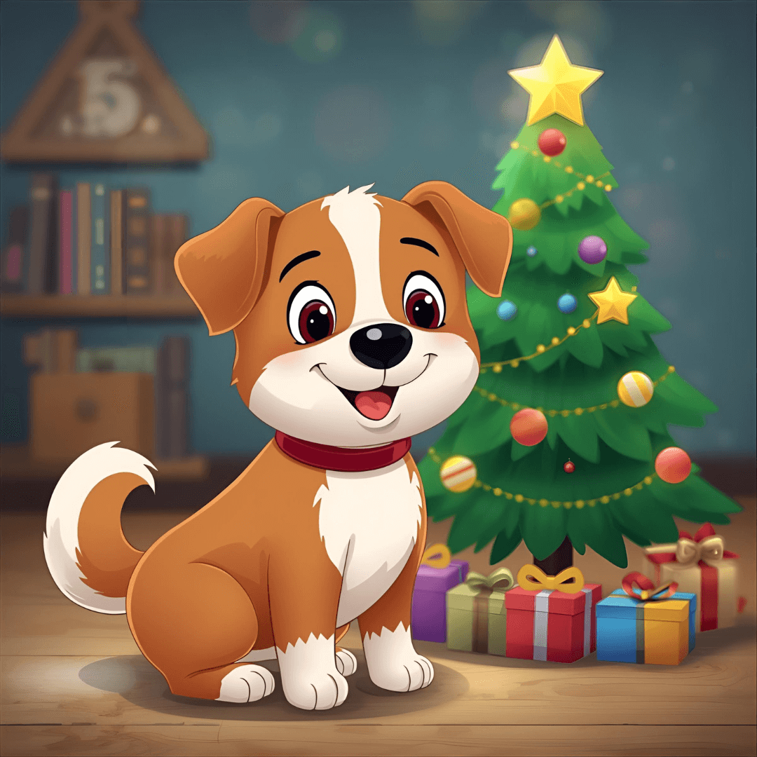 Weihnachtsgeschichte Hund mit Weihnachtsbaum
