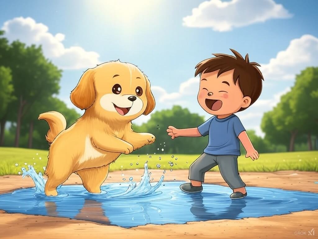 Kindergeschichte Jungs Pfütze