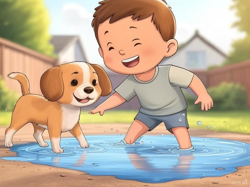 Kindergeschichte Jungs Pfütze