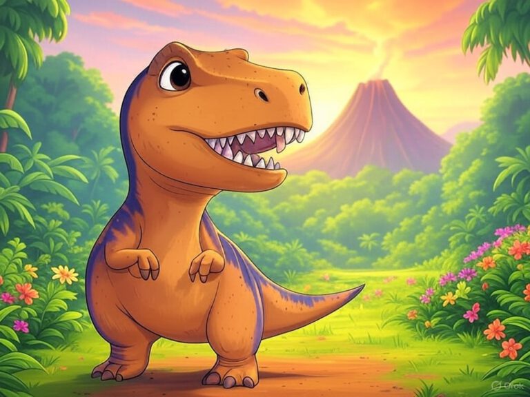 Kindergeschichte T-Rex und Vulkan