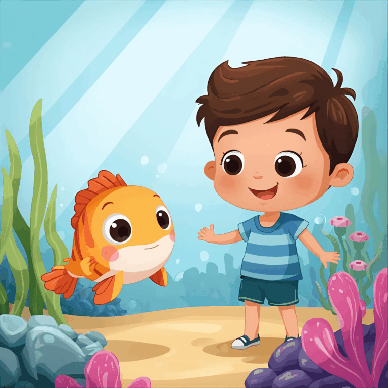 Kindergeschichte Junge und Fisch