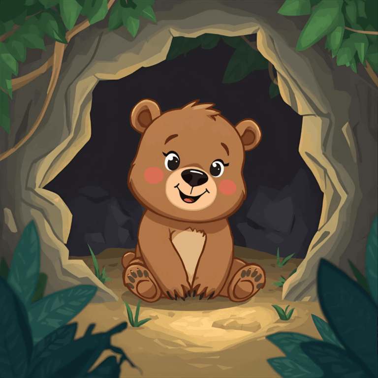 Spannende Kindergeschichte Bär in einer Höhle