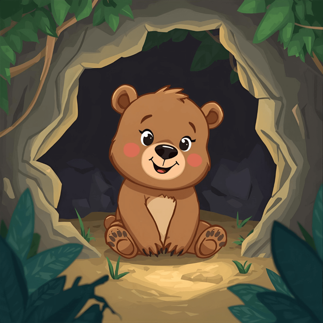 Spannende Kindergeschichte Bär in einer Höhle