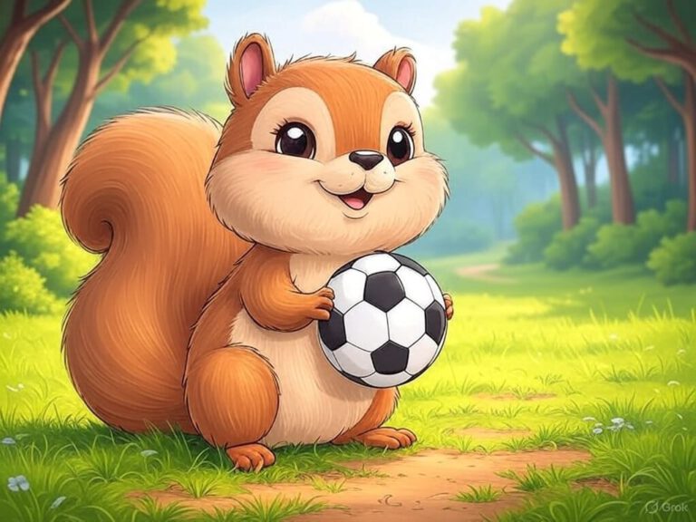 Kindergeschichte Eichhörnchen mit Fußball