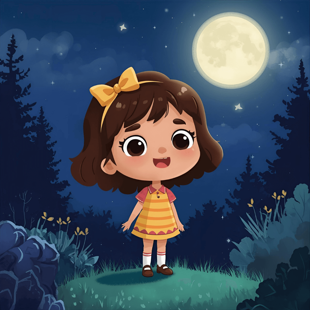 Kindergeschichte Mädchen mit Teddy bei Nacht