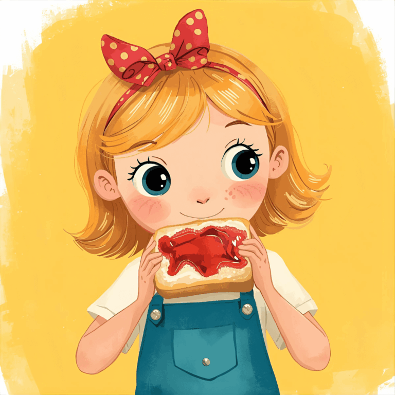 Kindergeschichte Mädchen mit Marmeladeenbrot