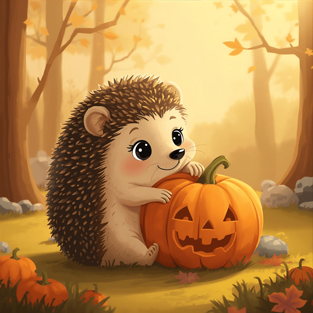 Kindergeschichte Halloween Igel und Kürbis