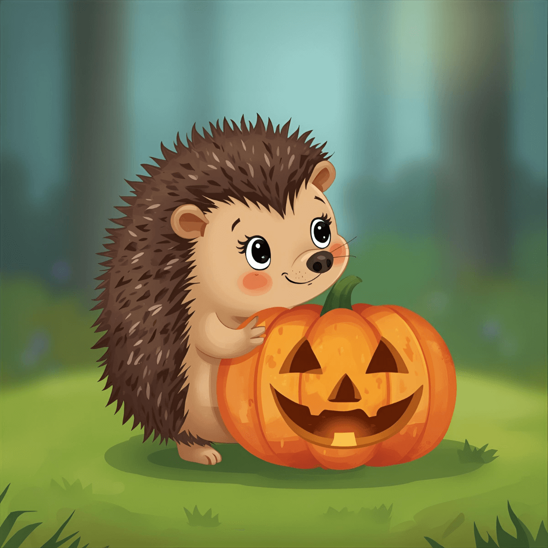 Kindergeschichte Halloween Igel und Kürbis