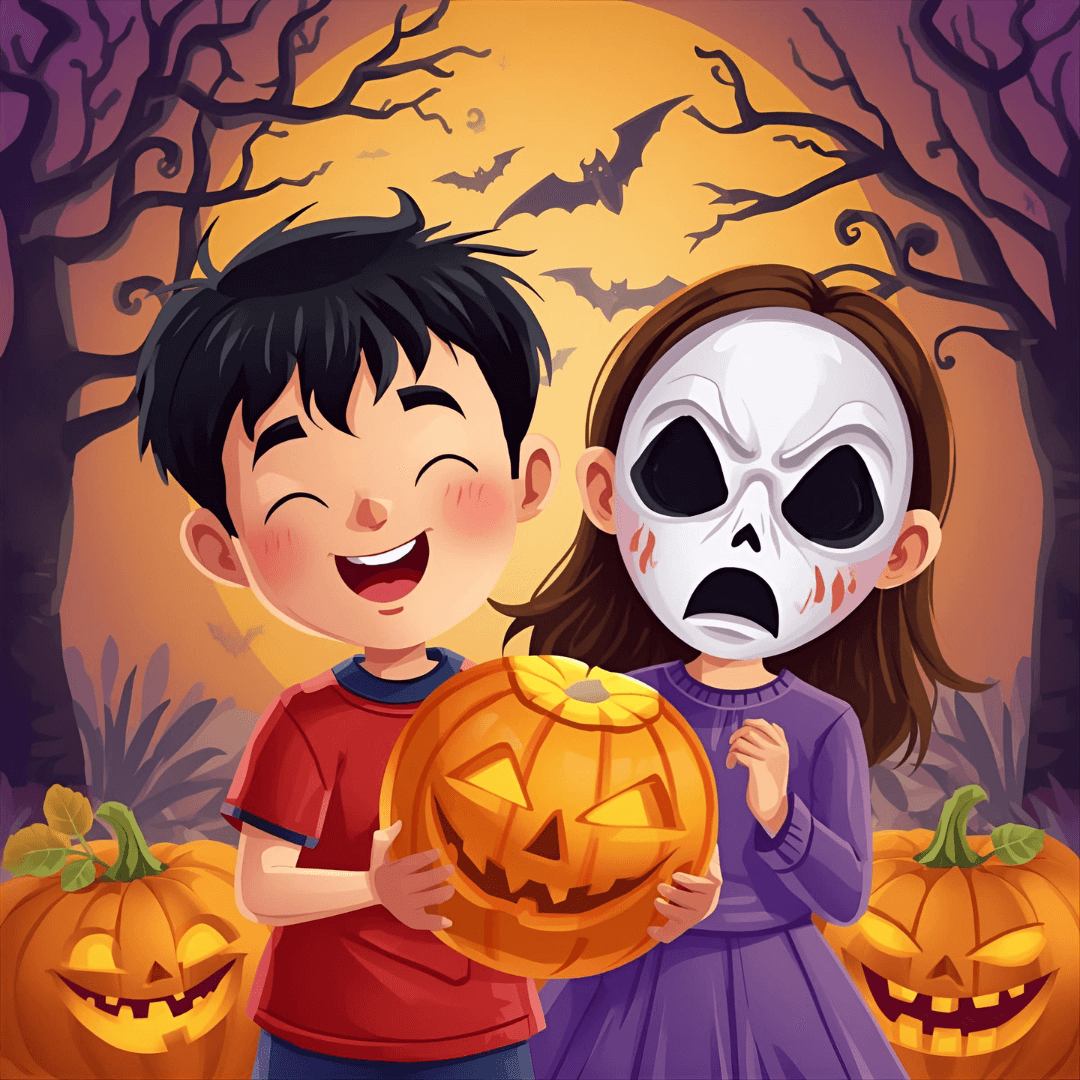 Kindergeschichte Halloween Horrormaske