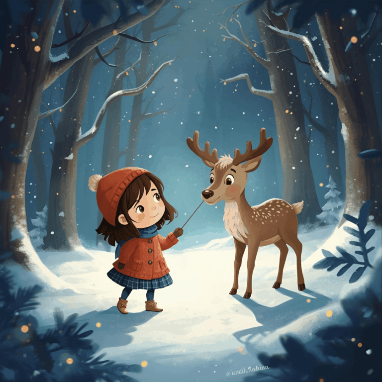 Kindergeschichte Weihnachten Mädchen und Rentier