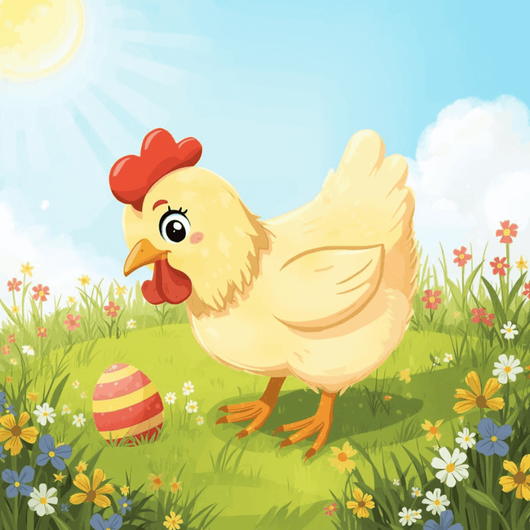 Ostergeschichte für Kinder Huhn mit Osterei