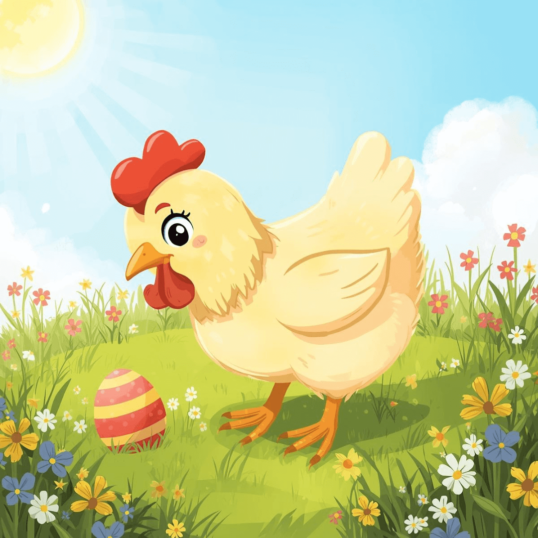 Ostergeschichte für Kinder Huhn mit Osterei