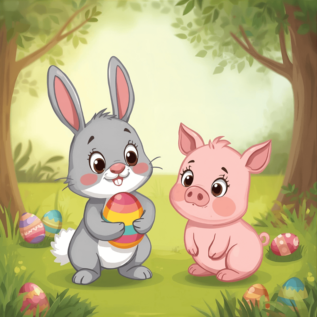 Ostergeschichte Osterhase mit Schweinchen und Ei