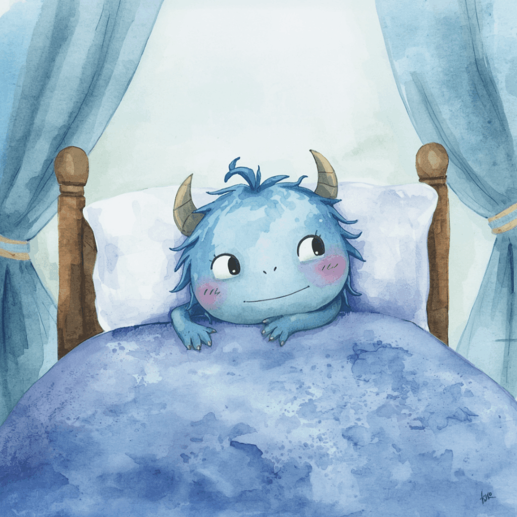 Kindergeschichte blaues Monster im Bett