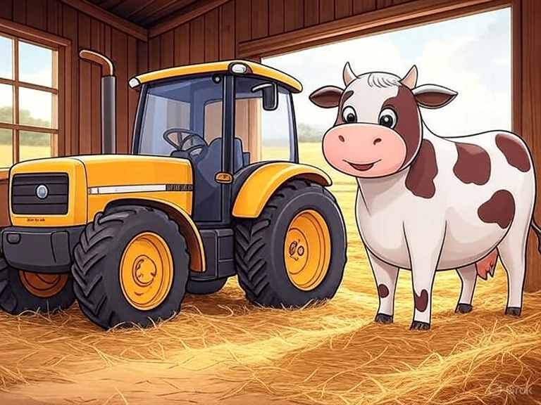 Kindergeschichte Traktor und Kuh 