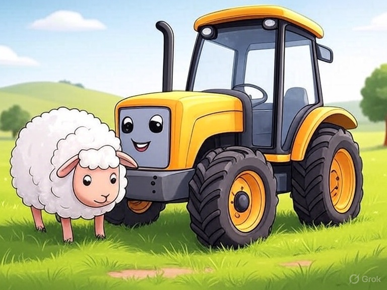Kindergeschichte Traktor und Schaf