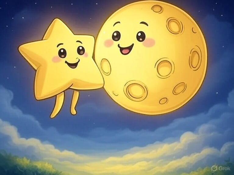 Gute Nacht Geschichte Stern und Mond