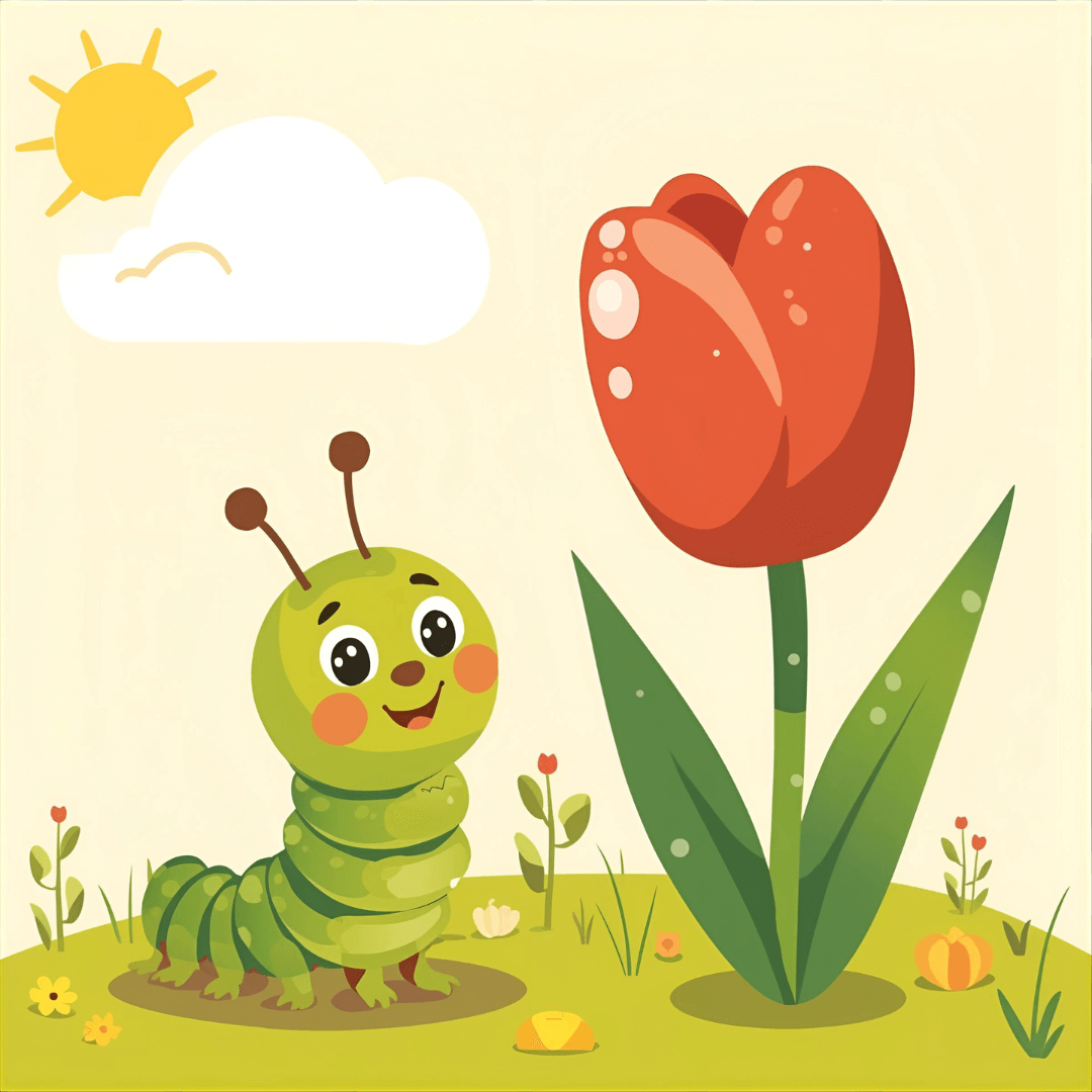 Kindergeschichte Raupe mit Tulpe