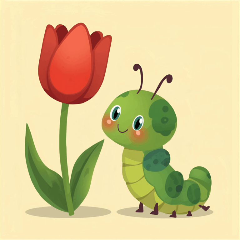 Kindergeschichte Raupe mit Tulpe